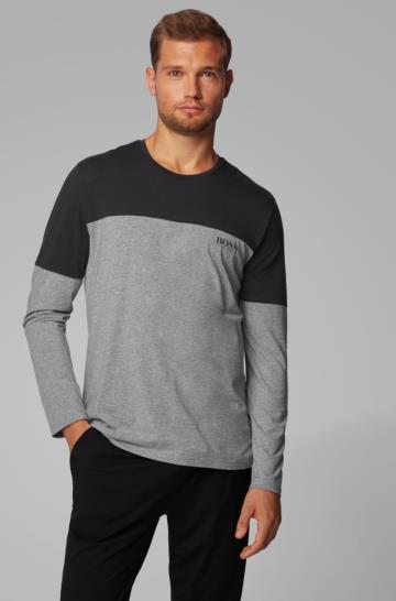 Koszulka Od Piżamy BOSS Long Sleeved Colour Block Czarne Męskie (Pl20592)